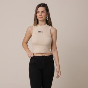 Blusa-Cropped-Sem-Manga-Bege-Gola-Alta-Harry-Potter---Warner