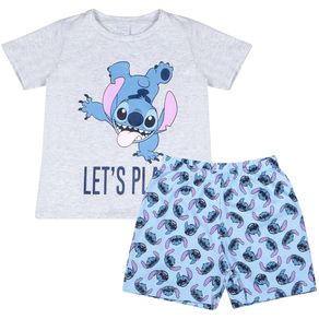 Pijama-Manga-Curta-Infantil-Lilo---Stitch-Cinza---Disney