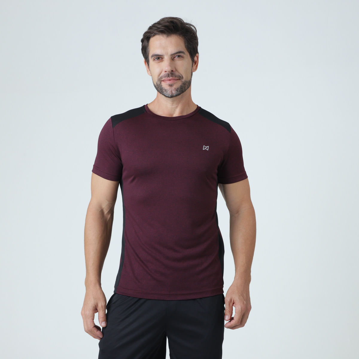 Camiseta Manga Curta Corpo Mescla Com Recorte Ombro E Lateral Vinho - Norton