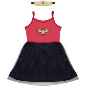 Vestido-Infantil-Sem-Manga-Mulher-Maravilha-Glitter-Vermelho-Warner-