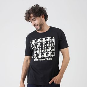 Camiseta-Manga-Curta-Estampa-Beatles-Preto---Bandup