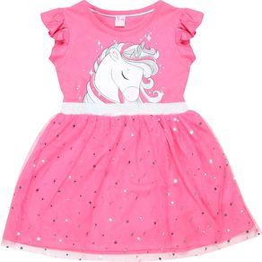 Vestido-Manga-Curta-Infantil-Unicornio-Saia-Tule-Pink---Toys---Kids