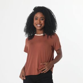 Blusa-Manga-Curta-Retilinea-Liso-Marrom---Urbano