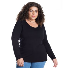 Blusa Manga Longa Viscotorcion Secret Glam Preto Plus G4