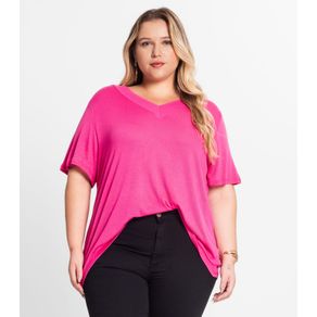 Blusa Feminina Plus Size Básica Secret Glam Rosa Plus G4