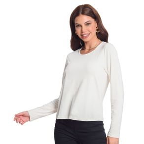 Blusa Manga Longa Feminina Básica Rovitex Bege M