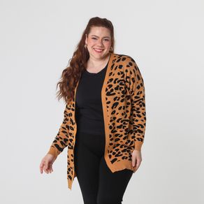 Cardigan-Estampado-Plus-Size-Bege-