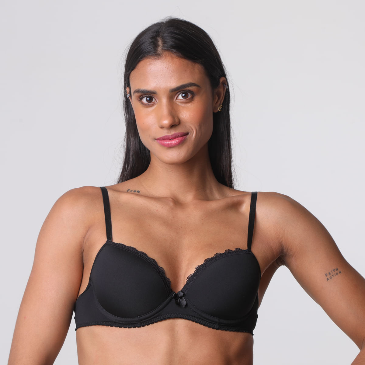 Sutiã Microfibra Renda Preto - UNIQ