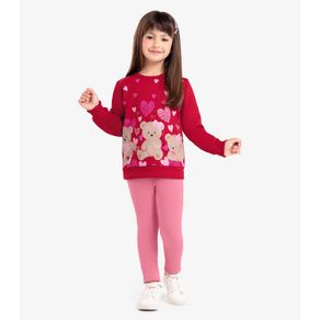 Conjunto Blusão Com Legging Ursinhos Rovi Kids Vermelho 2