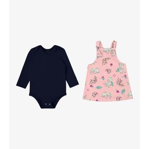 Conjunto Infantil Body Com Jardineira Rovi Kids Rosa M