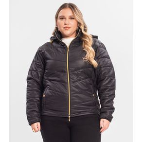 Jaqueta Com Capuz Plus Size Secret Glam Preto Plus G3