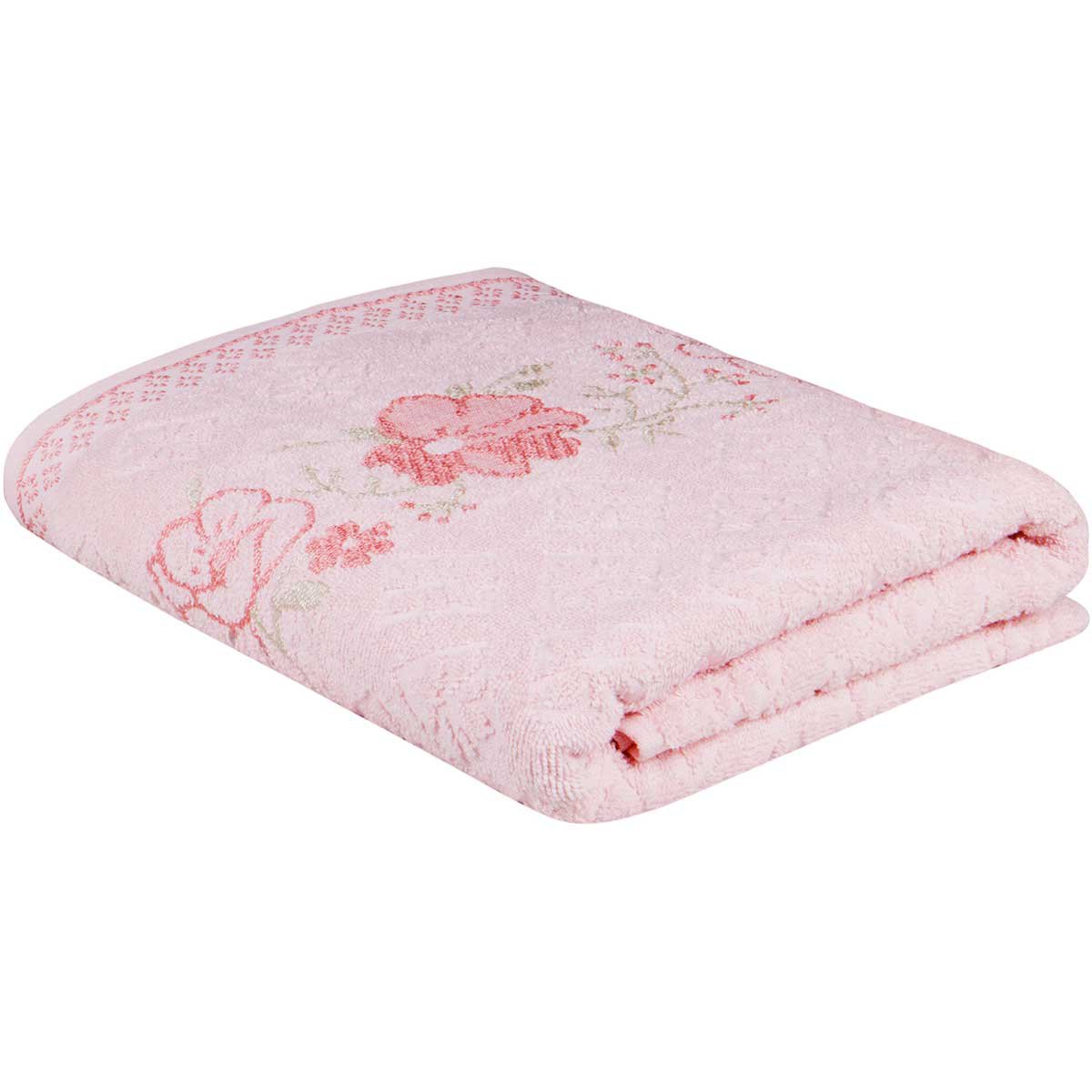 Toalha de Rosto Yuna Rosa Barra Rosa - Karsten