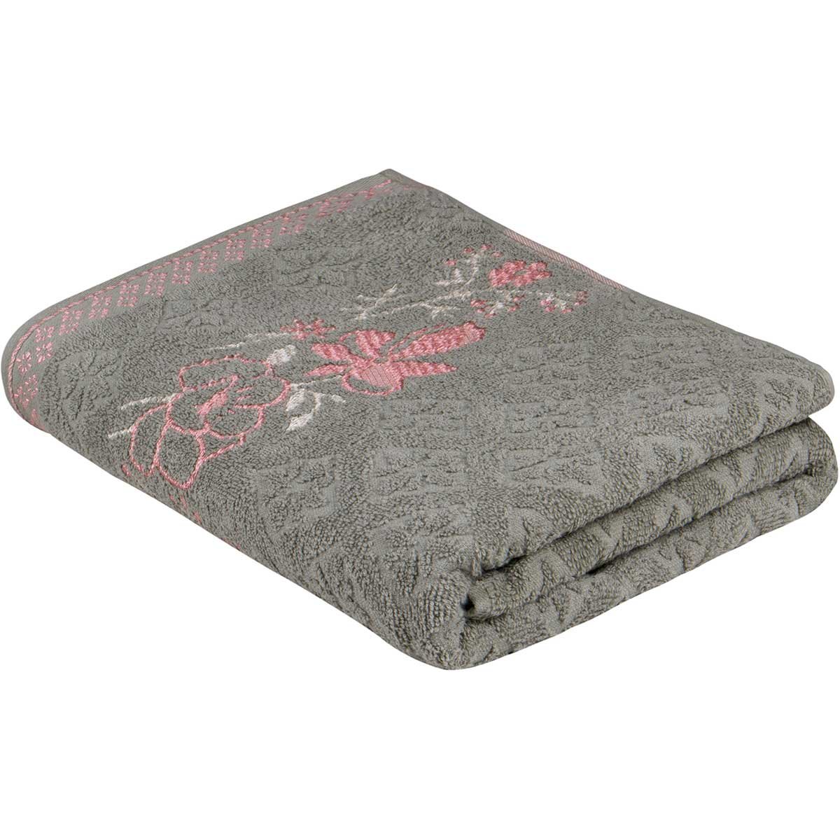 Toalha rosto Yuna jacquard bordada verde escuro - Karsten