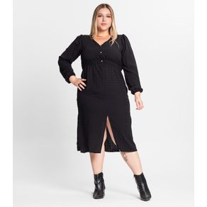 Vestido Plus Size Em Air Flow Secret Glam Preto Plus G3