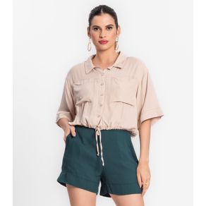 Camisa Feminina Com Bolso Endless Bege P