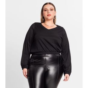 Blusão Feminino Plus Size Ribana Duo Secret Glam Preto Plus G2