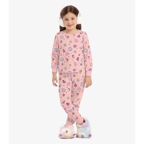 Pijama Infantil Feminino Em Meia Malha Rovi Kids Rosa 10