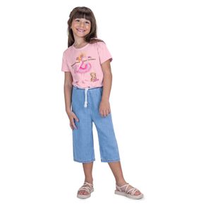 Conjunto Infantil Blusa E Pantacourt Trick Nick Rosa 14