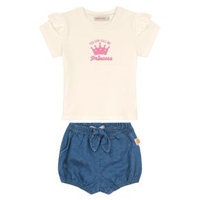 Conjunto Blusa Princess Com Shorts Trick Nick Bege P