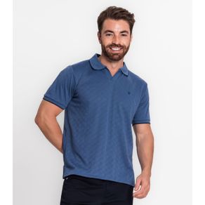 Camisa Polo Masculina Em Meia Malha Diametro Azul P