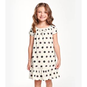 Vestido Infantil De Bolinhas Trick Nick Bege 4