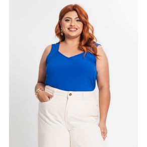 Regata Feminina Plus Size Secret Glam Azul Plus G2