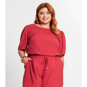 Blusa Manga Curta Feminina Plus Size Secret Glam Vermelho Plus G1