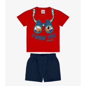 Conjunto Infantil Camiseta Com Bermuda Rovi Kids Vermelho P