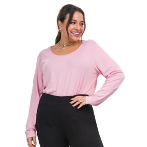 Blusa Manga Longa Viscotorcion Secret Glam Rosa Plus G4