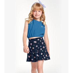 Conjunto Infantil Regata E Shorts Saia Trick Nick Azul 14