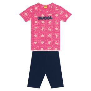 Conjunto Infantil Blusa Com Bermuda Rovi Kids Rosa 6