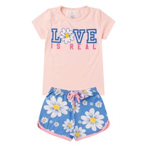 Conjunto Menina Cotton Estampado Rosa 4