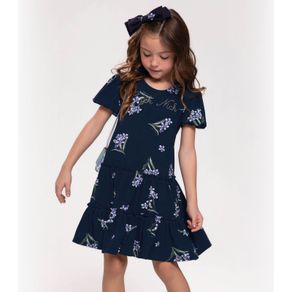 Vestido Infantil Em Cotton Leve Trick Nick Azul 3