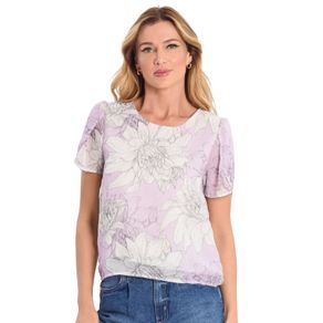 Blusa Feminina Flores Infinita Cor Roxo M