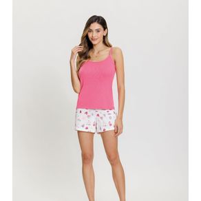 Pijama Regata E Shorts Mensageira Da Paz Rosa G