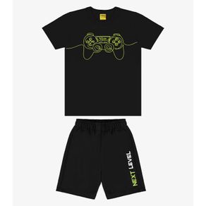 Conjunto Infatil Camiseta Com Bermuda Rovi Kids Preto 4