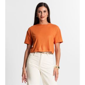 Blusa Feminina Em Ribana Canelada Rovitex Laranja P