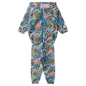 Conjunto Corta Vento Infantil Com Capuz Kappes Azul 4