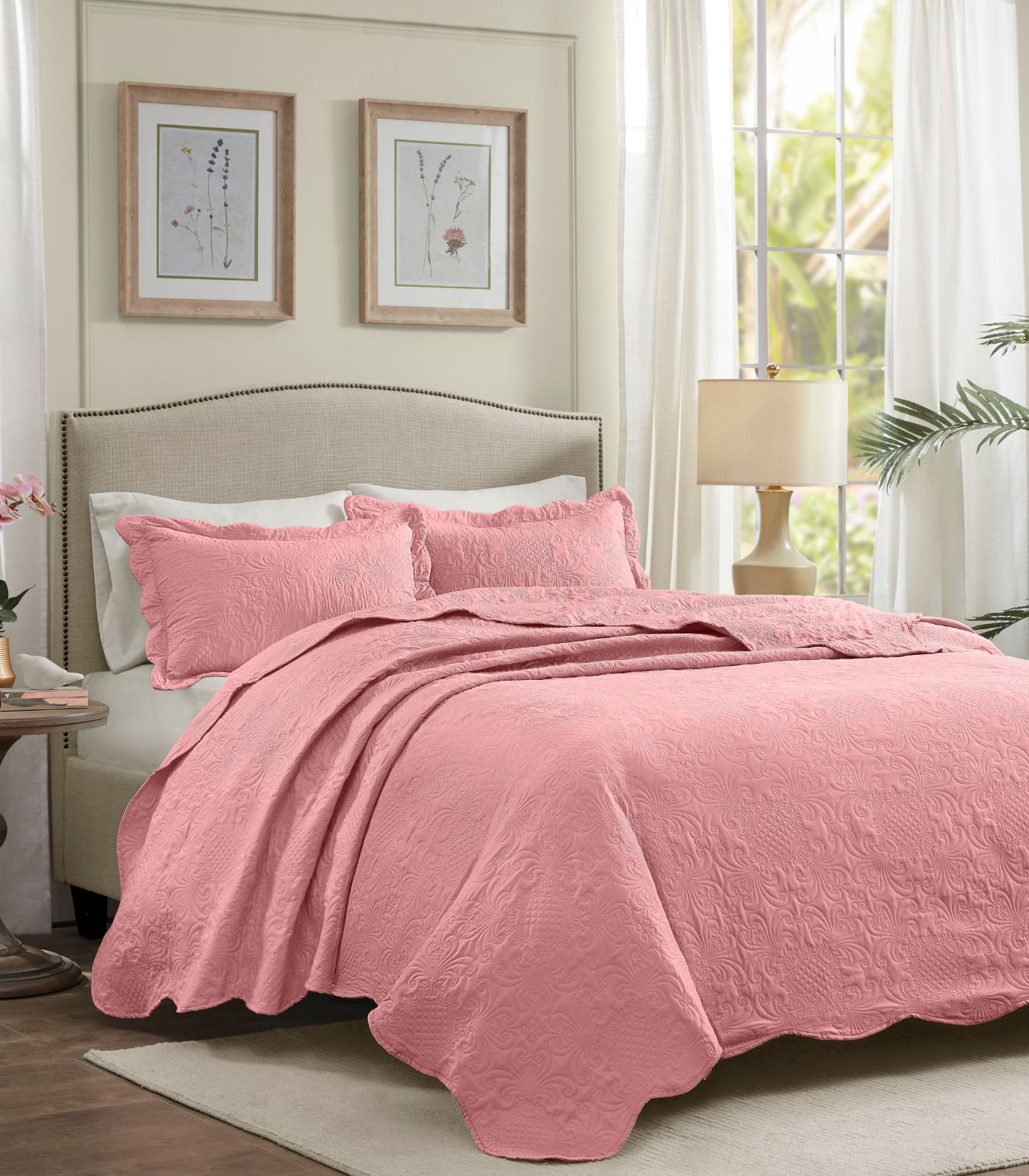 Jogo De Colcha Milao Queen Corttex Rosa
