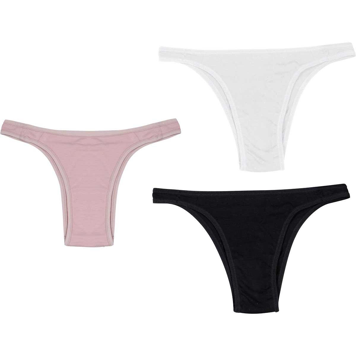 Kit 3 Calcinhas Cotton Preto/Branco/Chocolate - Delcotton
