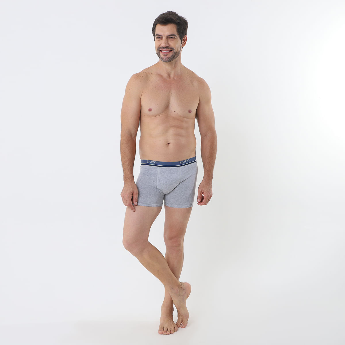 Kit 2 Cuecas Boxer Cinza e Preto - Lupo