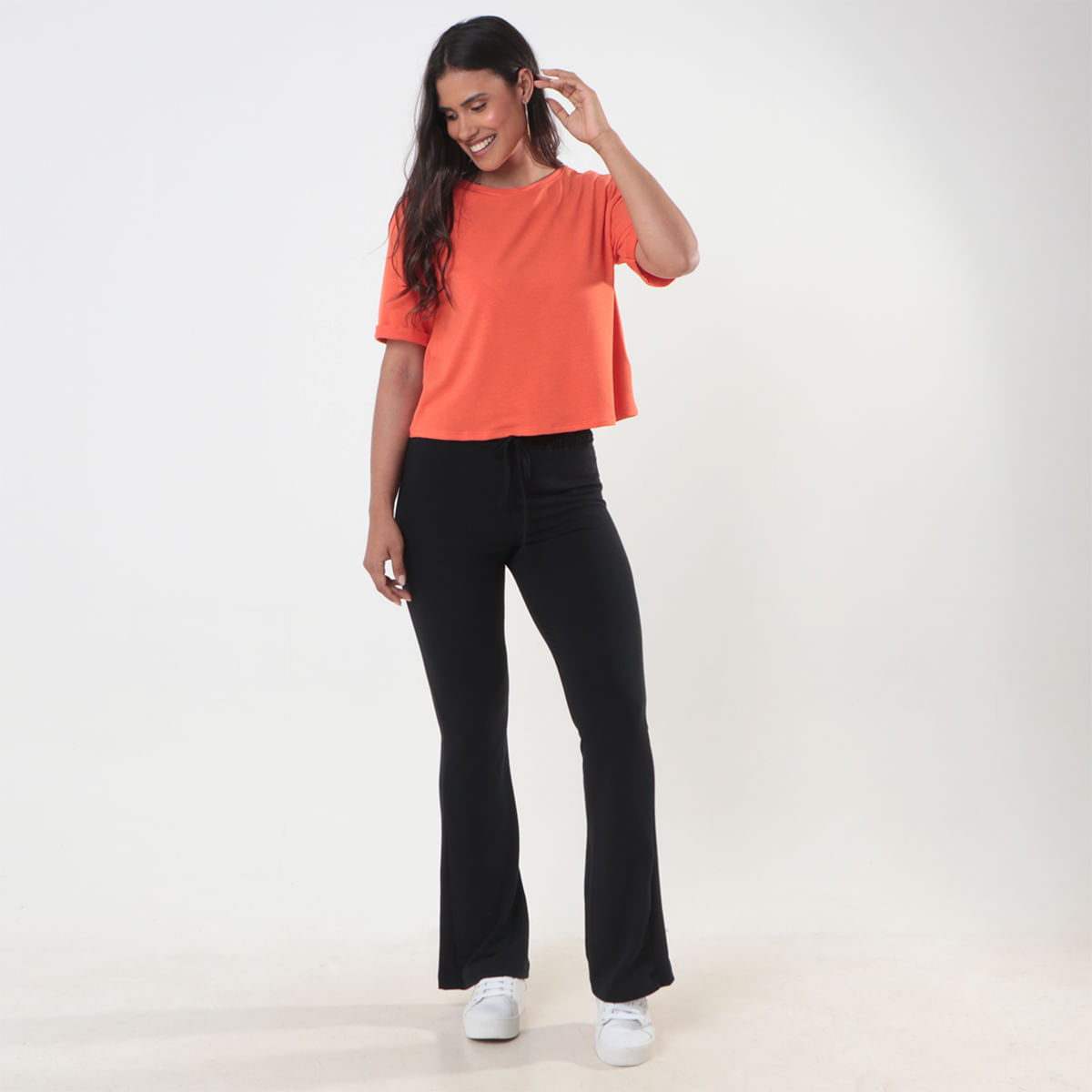 Calça Bailarina Preto Com Amarração Molecotton - VIVA