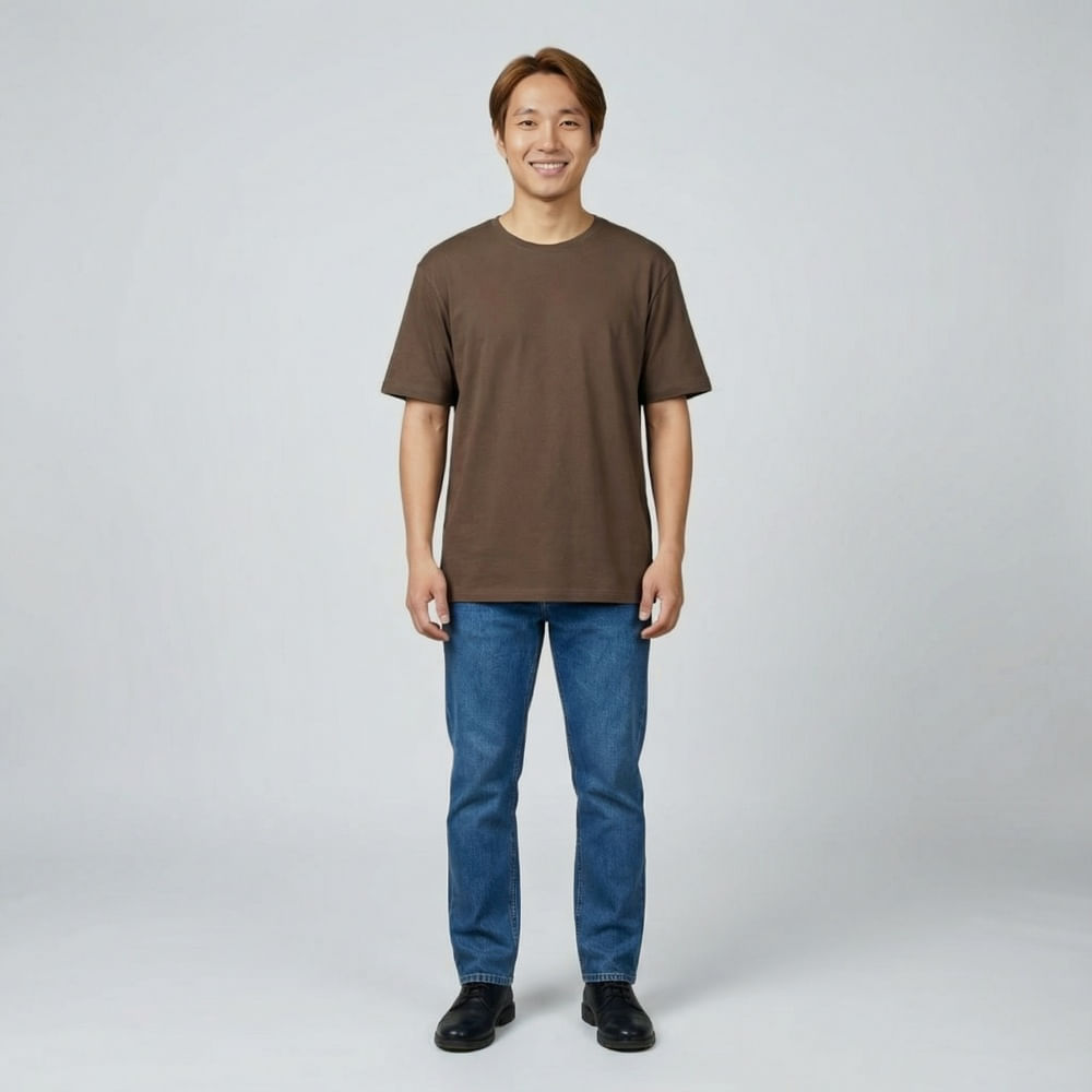 Camiseta Manga Curta Pima Liso Marrom - ID