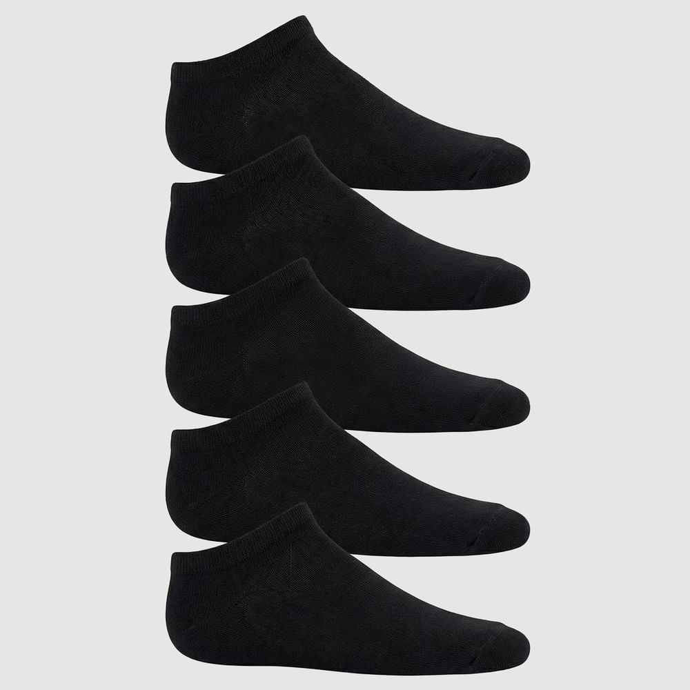 Kit Meia 5 Peças Tamanho 30/33 Liso Preto - Yeapp