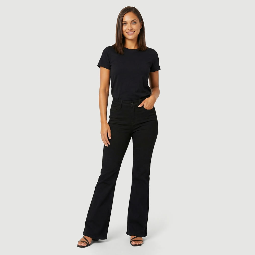 Calça Sarja Flare Petit Preta - Sawary