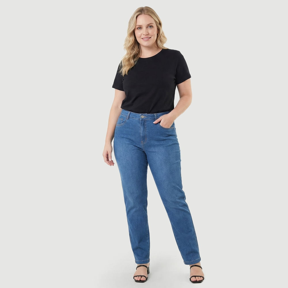 Calça Jeans Feminina Skinny Plus Size Lisa Azul