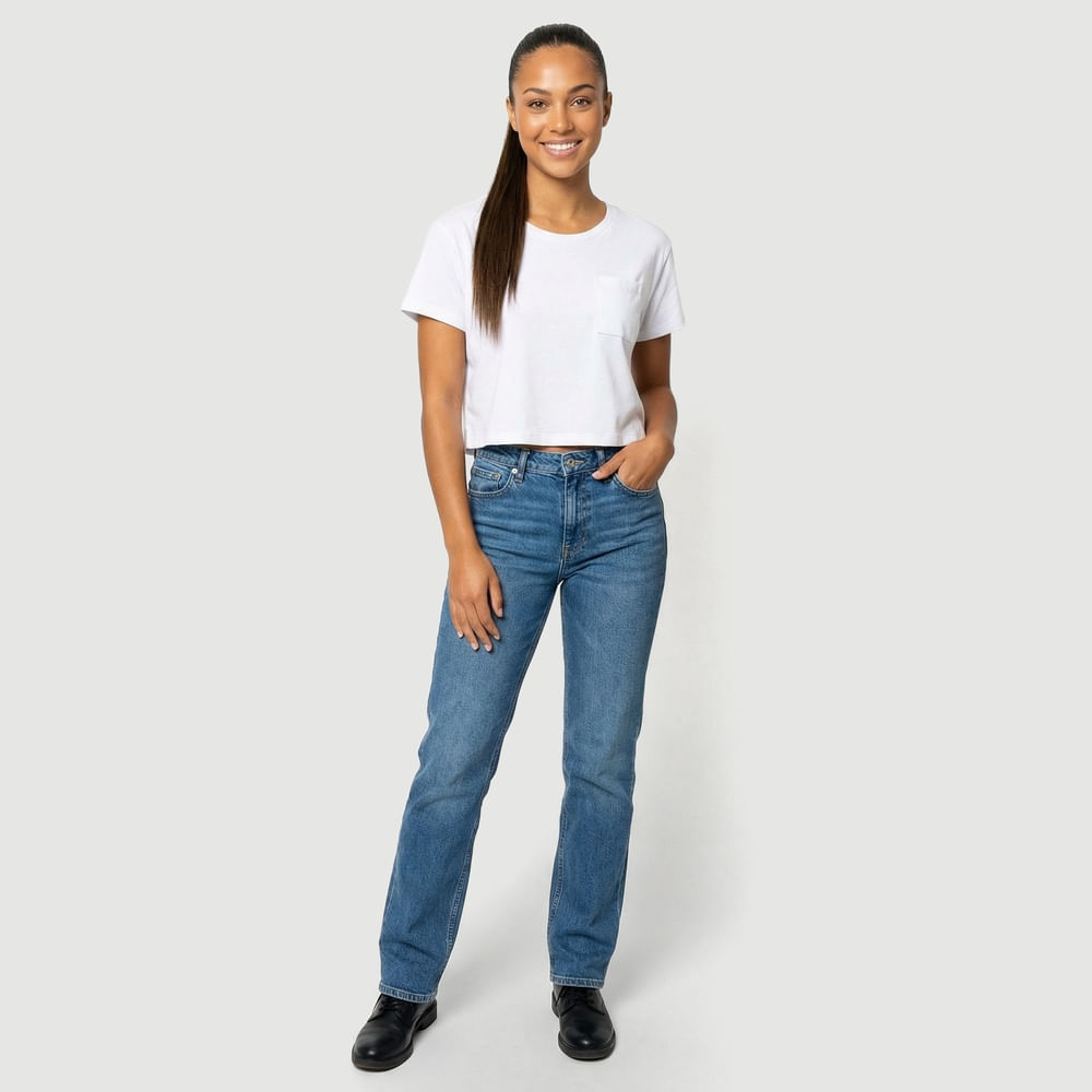 Blusa Manga Curta Com Bolsinho Branco