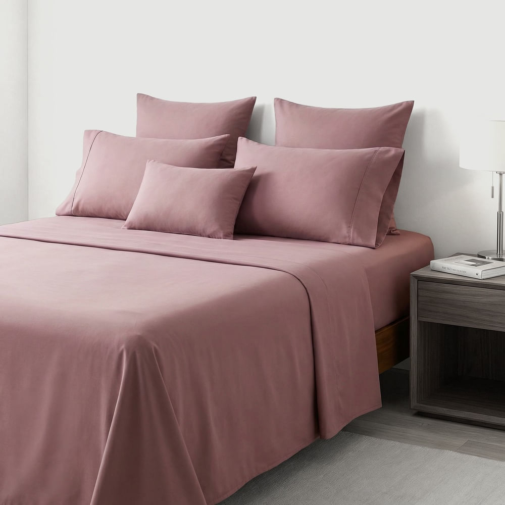 Jogo de Cama Casal 4 Peças Liso Rosa - Pernambucanas Casa