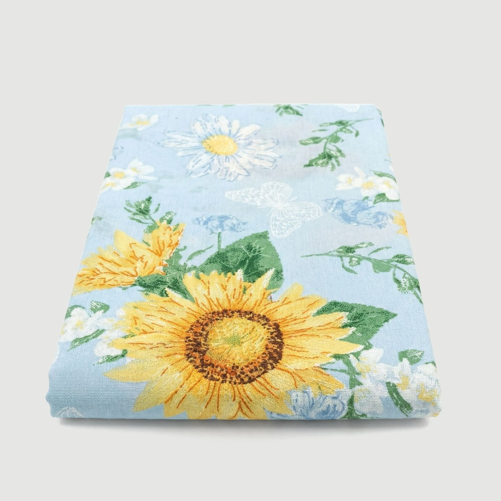 Toalha de Chá 78x78 cm Quadrada Floral Azul Claro 100% Algodão - Pernambucanas Casa
