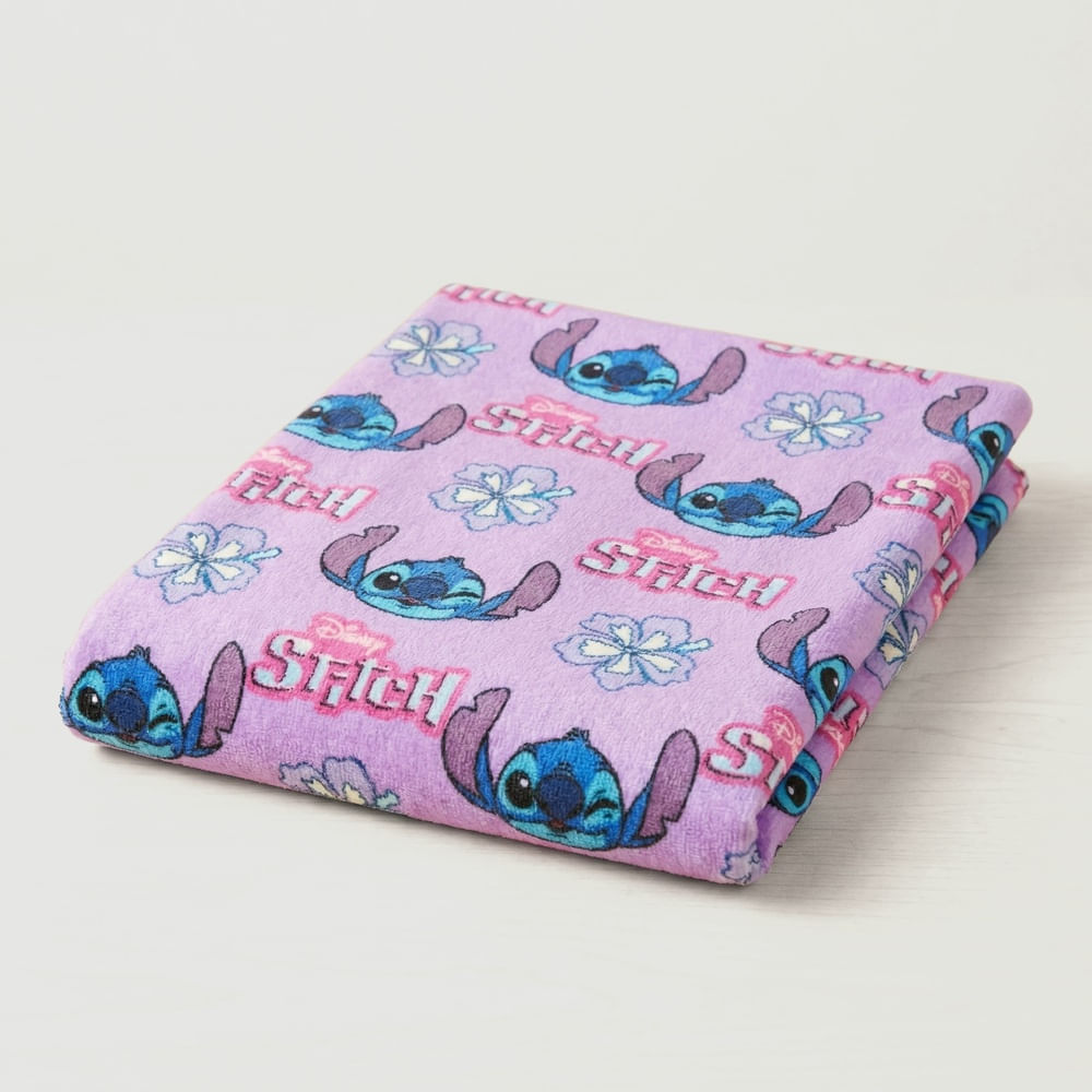 Toalha lancheira retangular 100% algodão Stitch lilás - Disney
